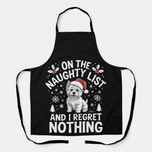 On The Naughty List Regret Nothing Christmas Dog Apron