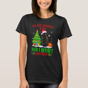 On The Naughty Xmas List And I Regret Nothing Cat T-Shirt