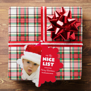 On The Nice List Christmas Photo Tree Decoration Card