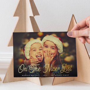 On the Nice List   Full Photo Foil Holiday Card