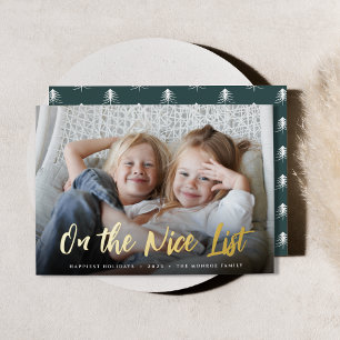 On the Nice List   Full Photo Foil Holiday Card