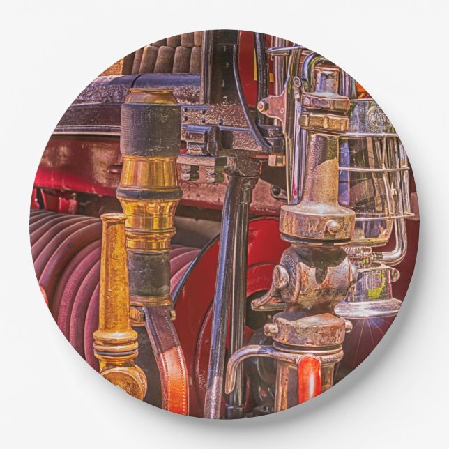 On The Old Firetruck Paper Plate (Front)