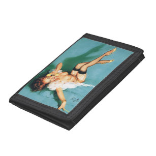 On the Phone - Vintage Pin Up Girl Tri-fold Wallet