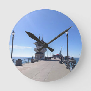 On the Pier, Huntington Beach, California Round Clock