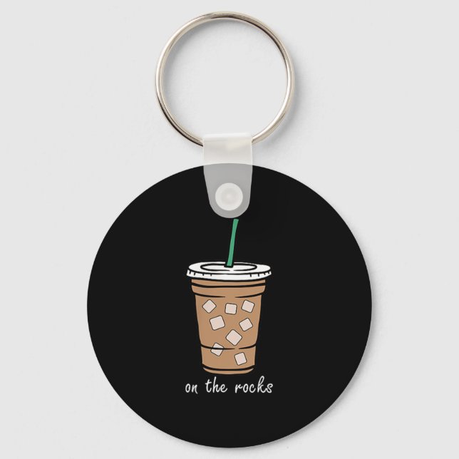 On The Retro Rocks Iced Coffee Summer Drinking Poc Key Ring (Front)