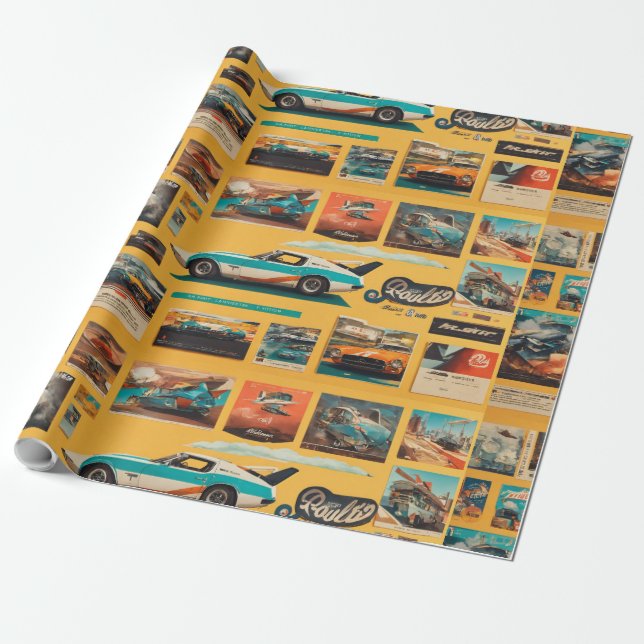 On the Road Again: Car-Infused Wrapping Paper (Unrolled)