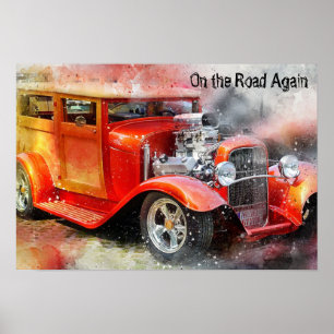 On the Road Again Drag Car Poster
