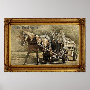 On the Road Again - Old Couple on Wagon Poster