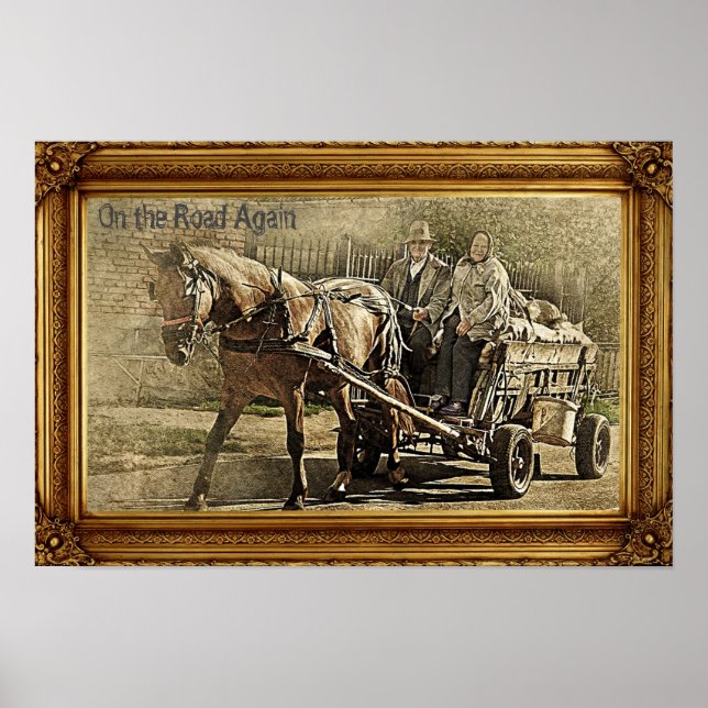 On the Road Again - Old Couple on Wagon Poster (Front)