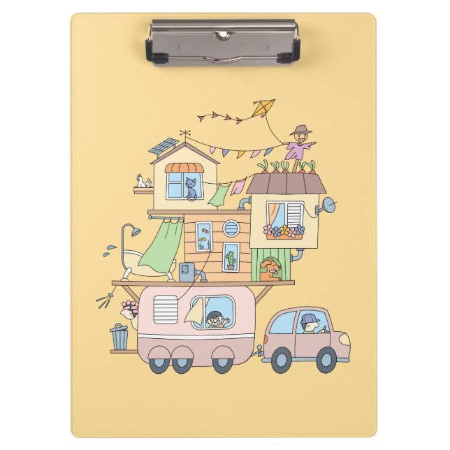 On the Road Family Camping Trailer on Yellow Clipboard (Front)