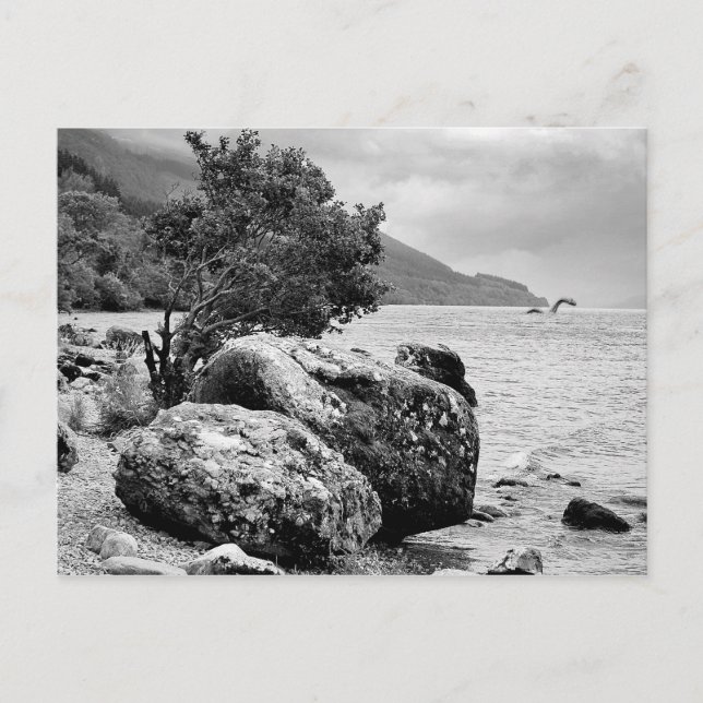 On the shores of Loch Ness with the monster Postcard (Front)