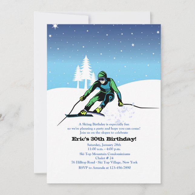 On The Slopes Skiing Invitation (Front)