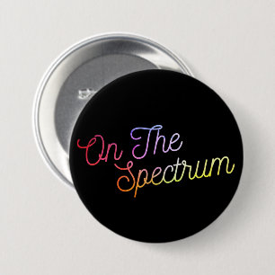On The Spectrum, Black & Rainbow, Autism Awareness 7.5 Cm Round Badge