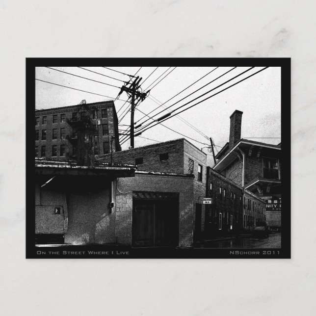 On the Street Where I Live Urban Digital Collage Postcard (Front)