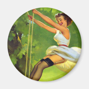 On the Swing Smiling Pin Up Magnet