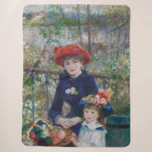 On the Terrace, Impressionist Portrait, Renoir Sherpa Blanket