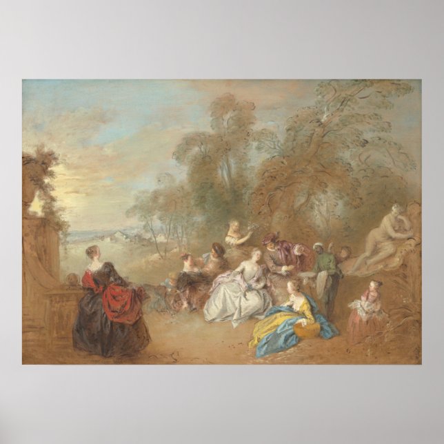 On the Terrace - Jean-Baptiste Pater Fine Art Poster (Front)