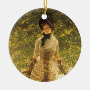 On The Thames by James Tissot, Vintage Realism Ceramic Tree Decoration
