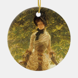 On The Thames by James Tissot, Vintage Realism Ceramic Tree Decoration