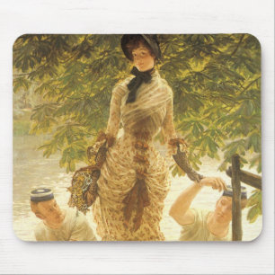 On The Thames by James Tissot, Vintage Realism Mouse Mat