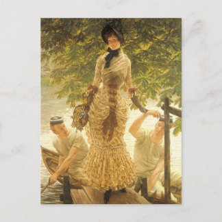 On The Thames by James Tissot, Vintage Realism Postcard