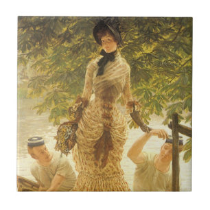 On The Thames by James Tissot, Vintage Realism Tile