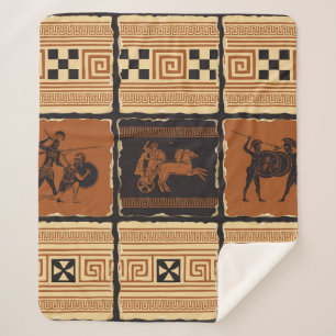 on the theme of Ancient Greece in form of a set o Sherpa Blanket