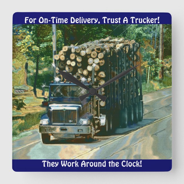 On Time Delivery Logging Truck Wall Clock (Front)