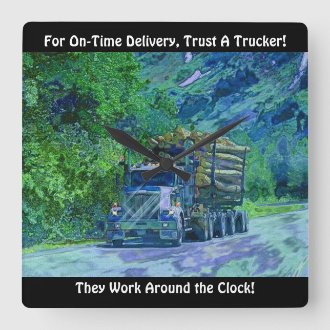 On Time Delivery Logging Truck Wall Clock (Front)