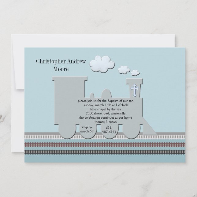 On Track Blue Invitation (Front)