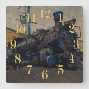 On Track - Vintage Steam Train Square Wall Clock