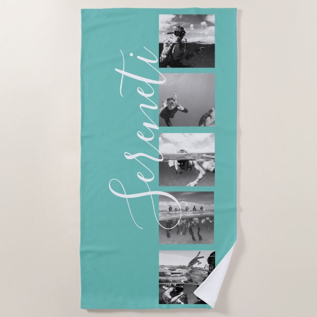 On trend custom 5 photo collage beach towel - gift (Front)
