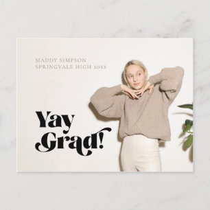 On Trend Minimalist Neutral Photo Graduation Annou Announcement Postcard