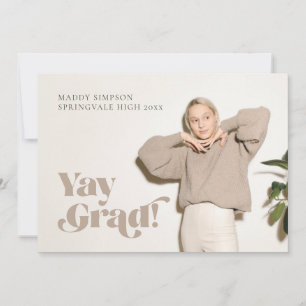 On Trend Minimalist Neutral Photo Graduation Announcement