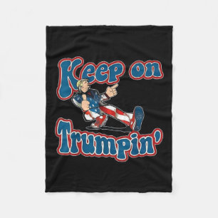 On Trumpin Trump For President 2024 Usa Flag Vinta Fleece Blanket