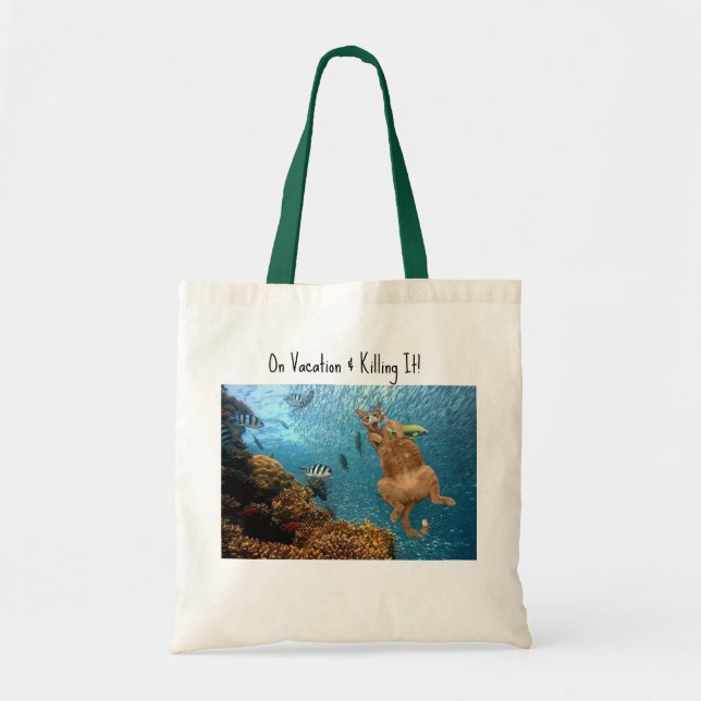 On Vacation & Killing It Cat Tote Bag (Front)