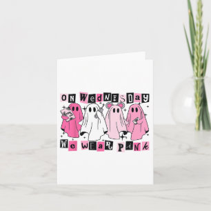 On Wednesday We Wear Cute Pink Ghost Halloween Card