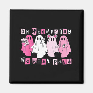 On Wednesday We Wear Cute Pink Ghost Halloween Magnet