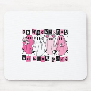 On Wednesday We Wear Cute Pink Ghost Halloween Mouse Mat