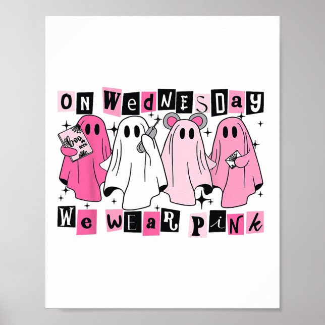 On Wednesday We Wear Cute Pink Ghost Halloween  Poster (Front)
