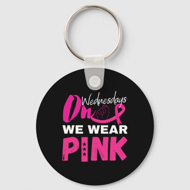 On Wednesday We Wear Pink Breast Cancer Awareness  Key Ring (Front)