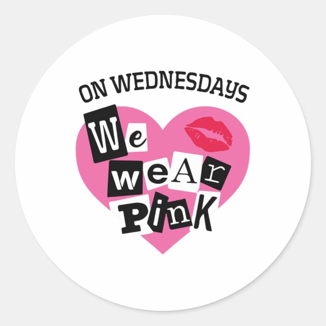 On Wednesday We Wear Pink Funny Valentine 1  Classic Round Sticker (Front)