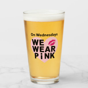 On Wednesday We Wear Pink Funny Valentine Glass