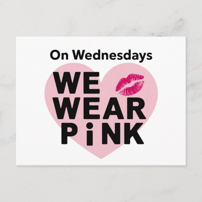 On Wednesday We Wear Pink Funny Valentine  Postcard (Front)