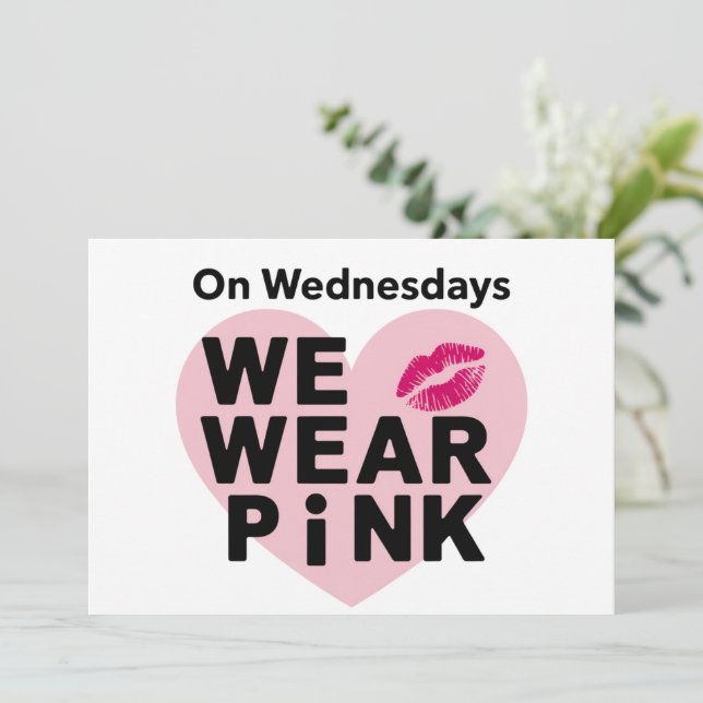 On Wednesday We Wear Pink Funny Valentine  Thank You Card (Standing Front)
