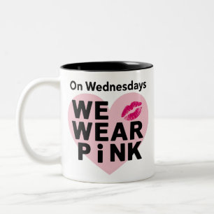 On Wednesday We Wear Pink Funny Valentine  Two-Tone Coffee Mug