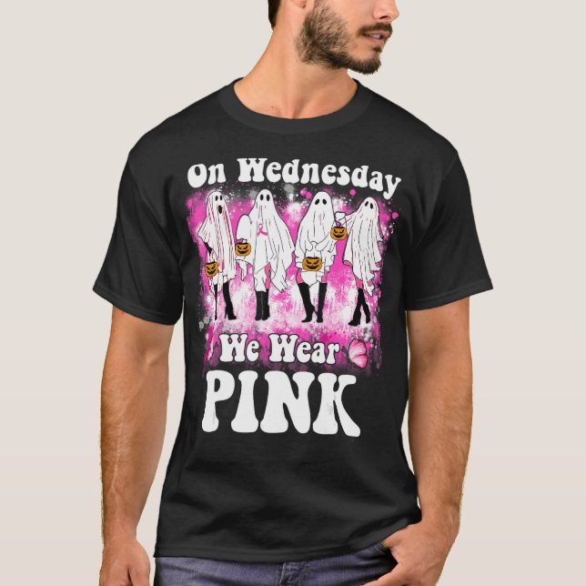 On Wednesday We Wear Pink Ghost Dance Halloween T-Shirt (Front)