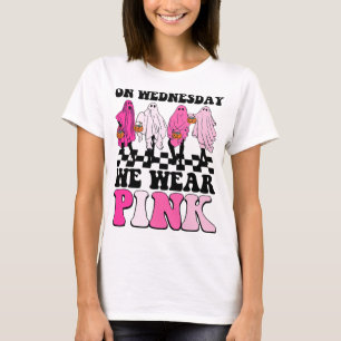 On Wednesday We Wear Pink Ghost Halloween Breast C T-Shirt