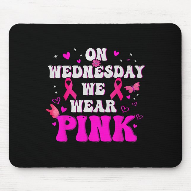 On Wednesday We Wear Pink Ribbon Breast Cancer Awa Mouse Mat (Front)