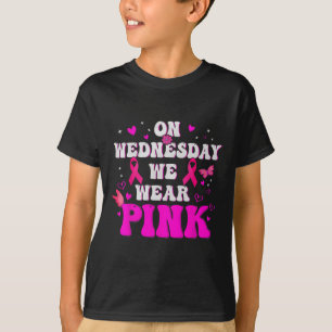 On Wednesday We Wear Pink Ribbon Breast Cancer Awa T-Shirt